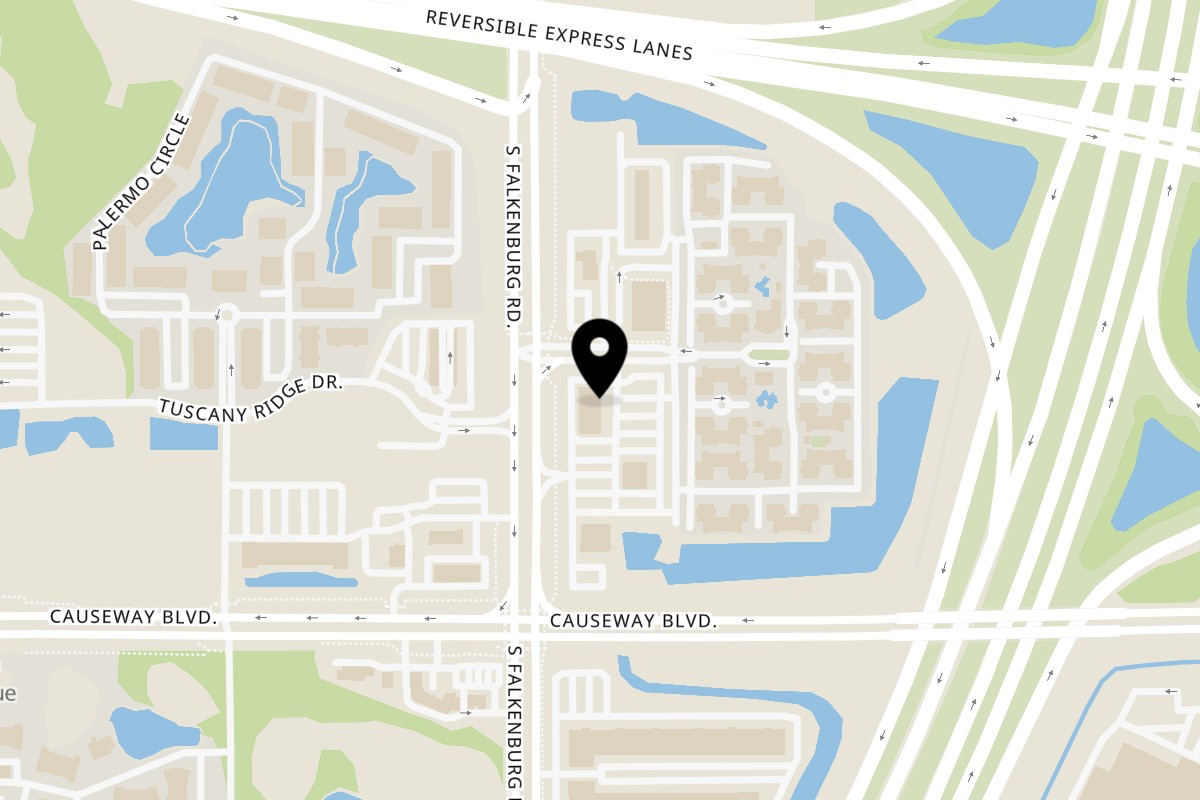 Map showing the location of Poke Poke - Sushi Unrolled Tampa (Falkenburg) on 2522 S Falkenburg Rd in Tampa