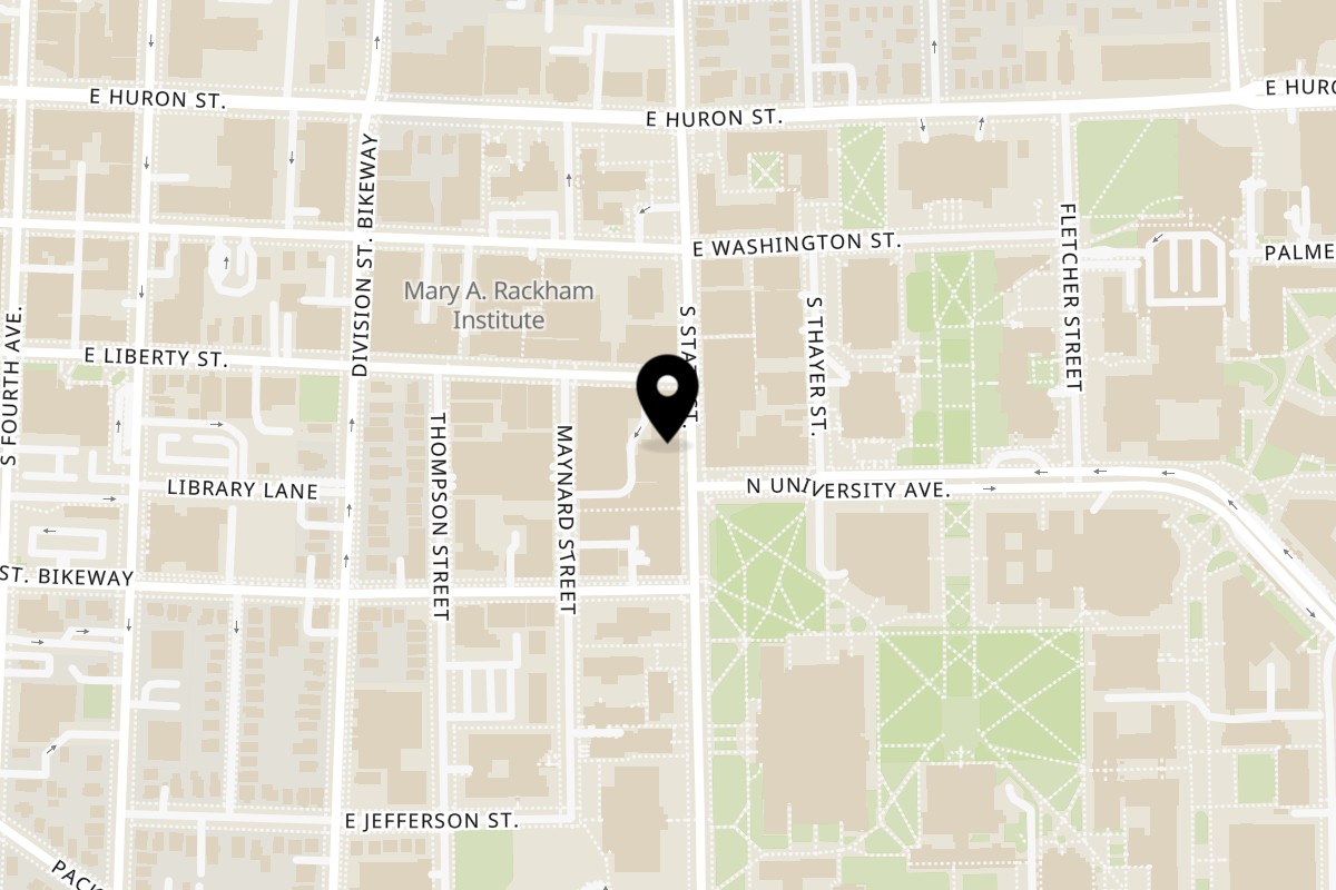 Map showing the location of Poke Poke - Sushi Unrolled Ann Arbor on 312 S State St in Ann Arbor