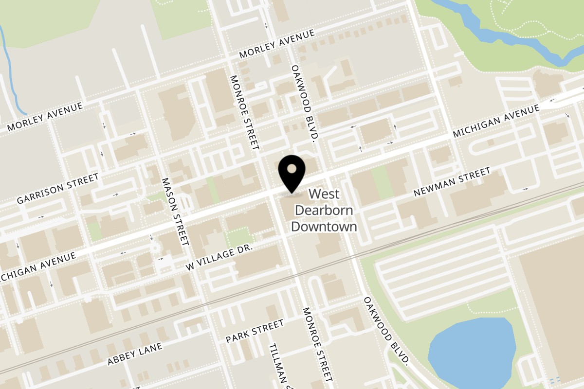Map showing the location of Poke Poke - Sushi Unrolled Dearborn on 21931 Michigan Ave #150 in Dearborn