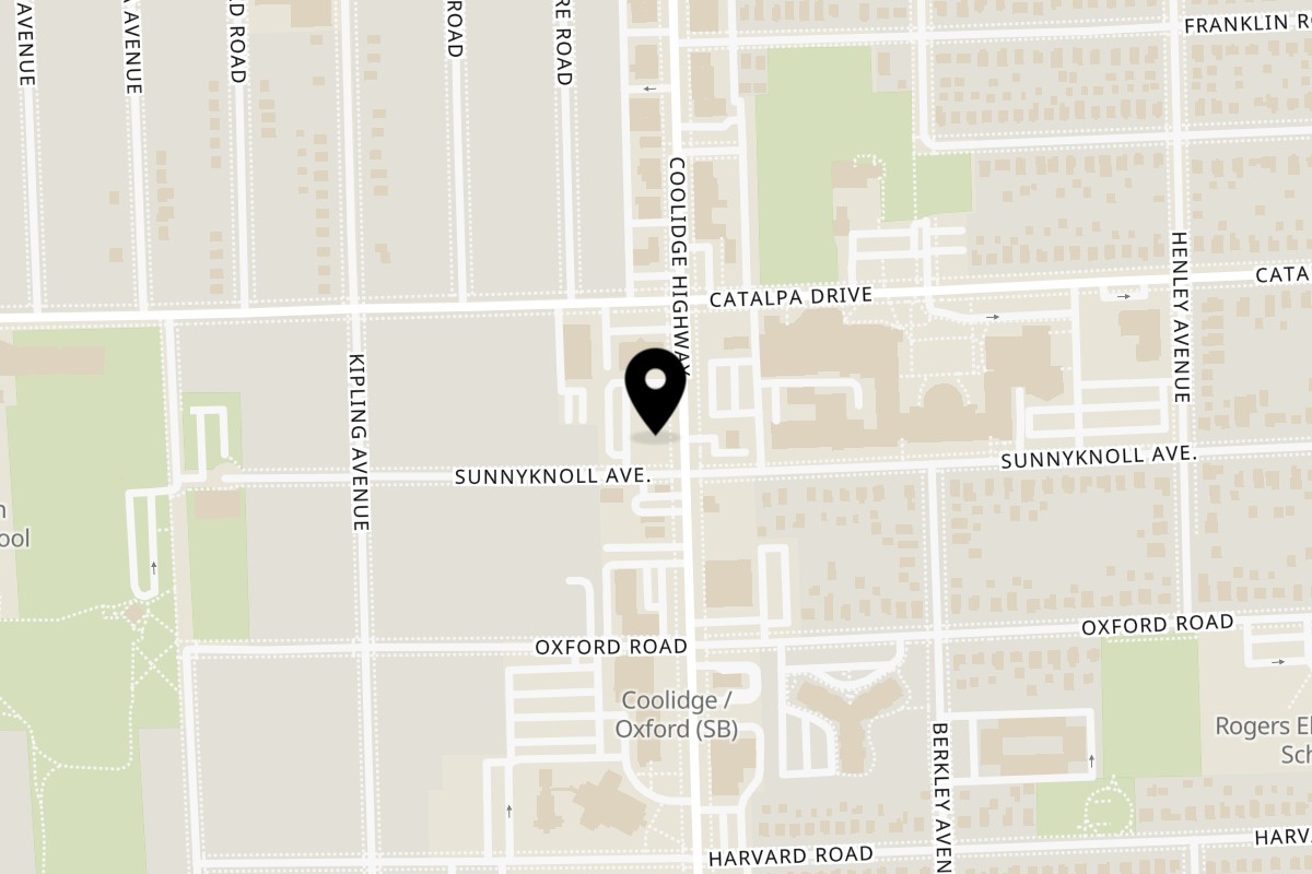Map showing the location of Poke Poke - Sushi Unrolled Berkley on 2485 Coolidge Hwy Ste D in Berkley
