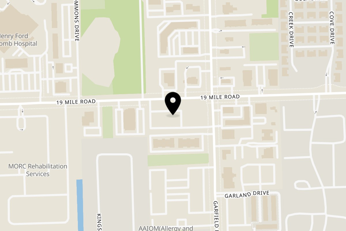 Map showing the location of Poke Poke - Sushi Unrolled Clinton Township on 16652 19 Mile Rd in Clinton Township